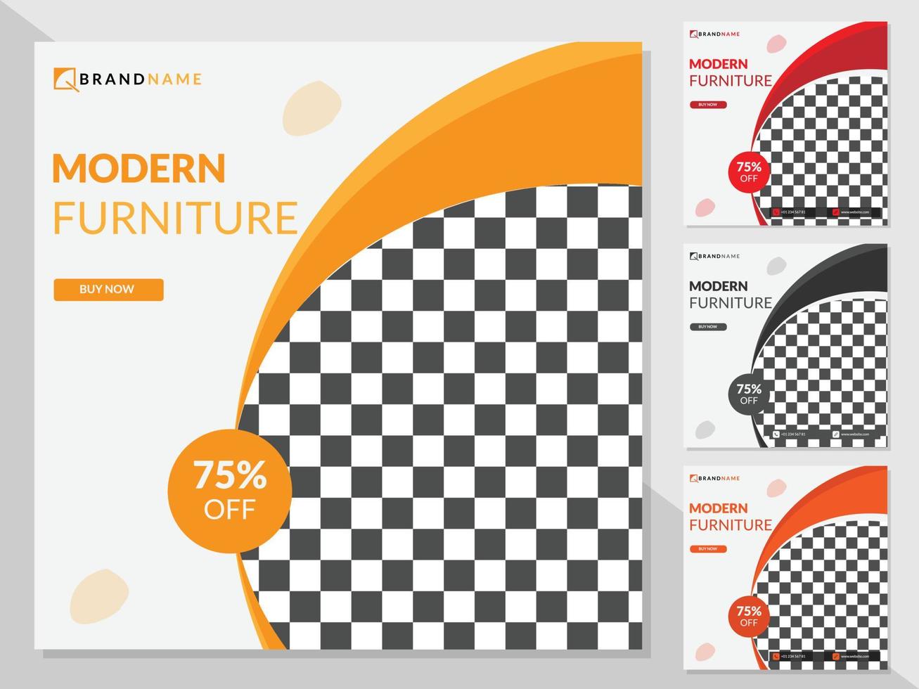 Flat Design Modern Furniture Template Vector Post Social Media