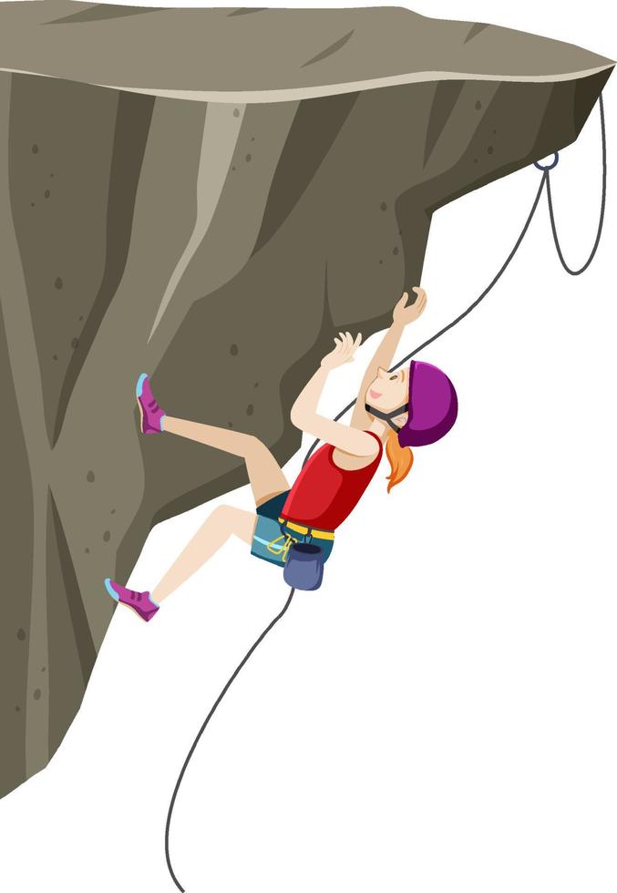People doing outdoor rock climbing on white background vector