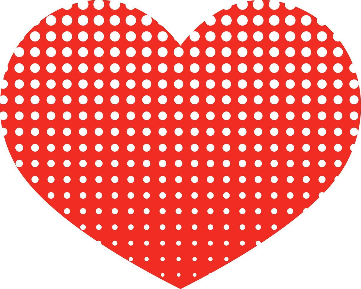 Red heart with white polka dots pattern vector