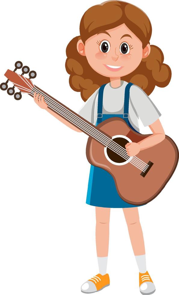 A female musician cartoon character on white background vector