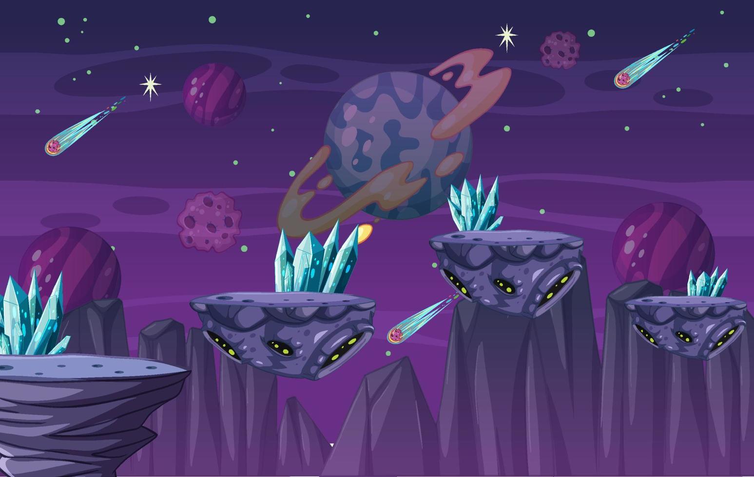 una plantilla de juego escena espacial galaxia vector