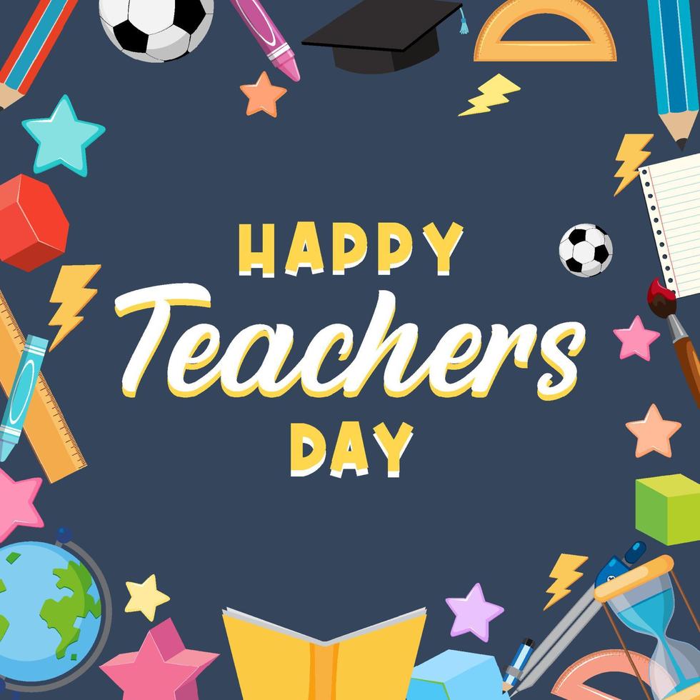 Happy Teacher's Day lettering banner vector