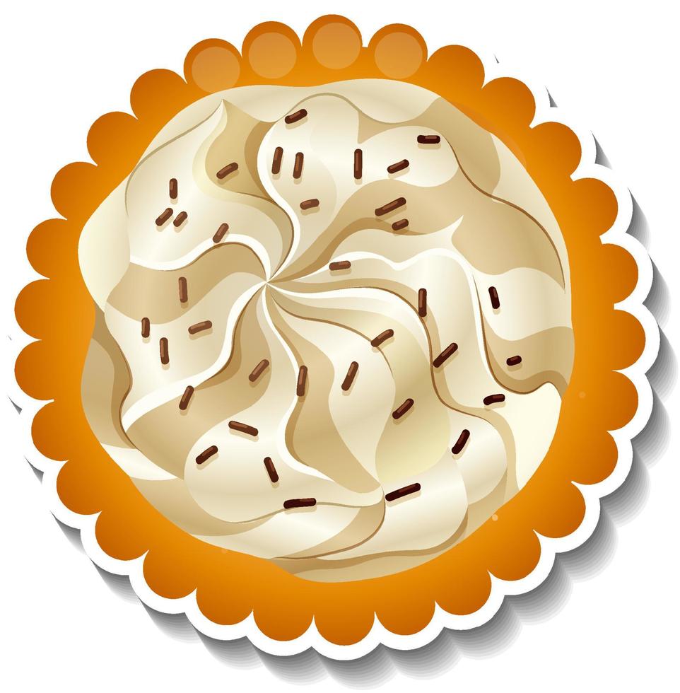 Top view of round cracker with cream on top vector
