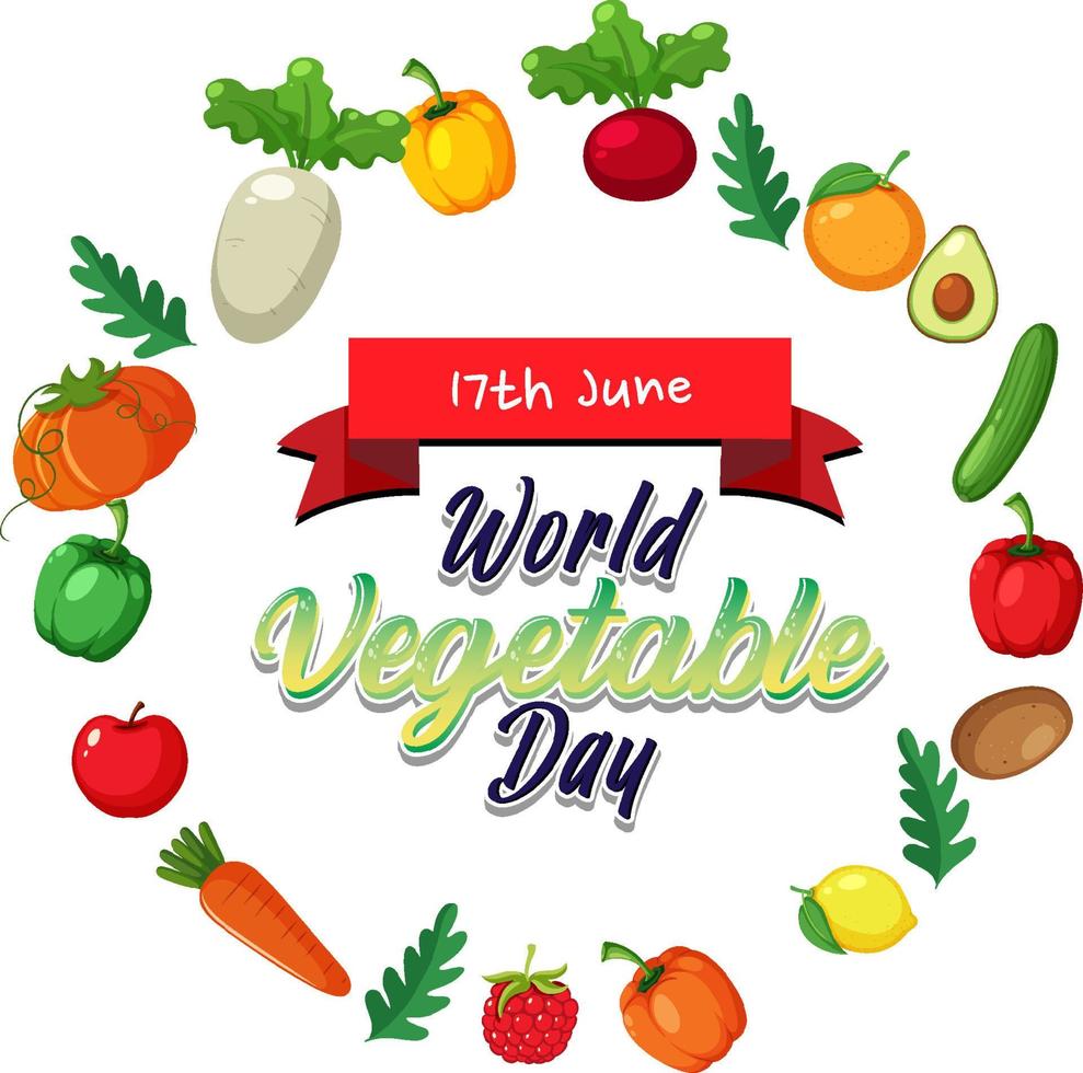World Vegetable Day banner with vegetables and fruits vector