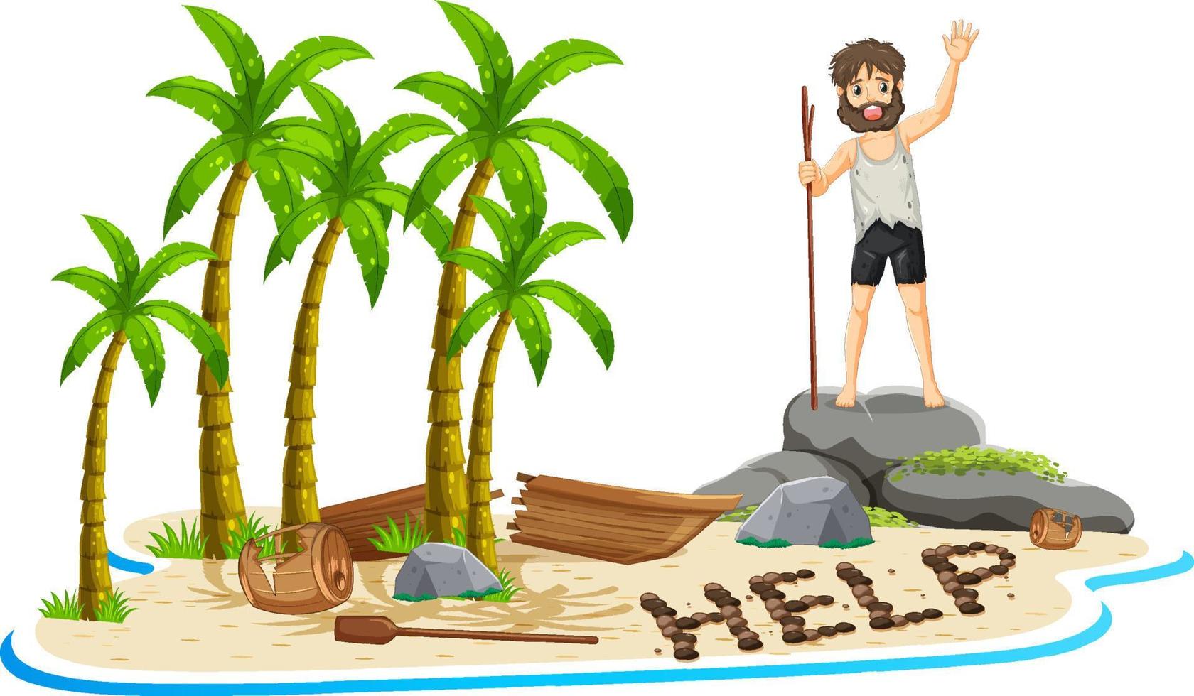 A man on deserted island isolated vector