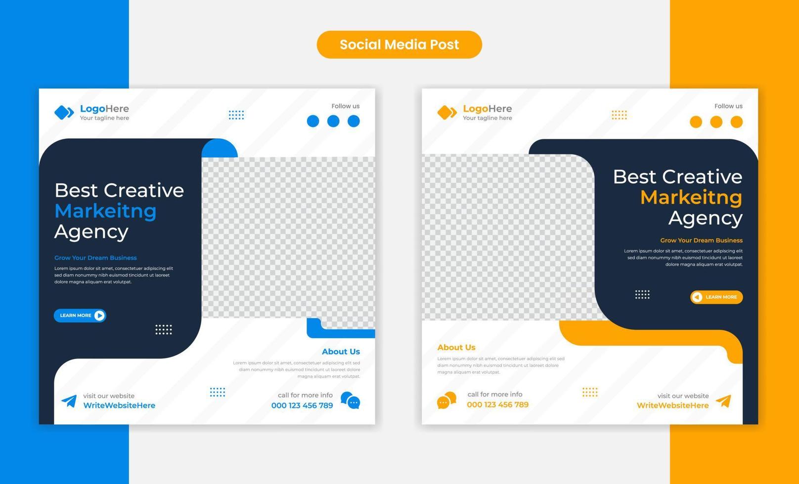 Creative digital marketing social media post template design, corporate layout vector