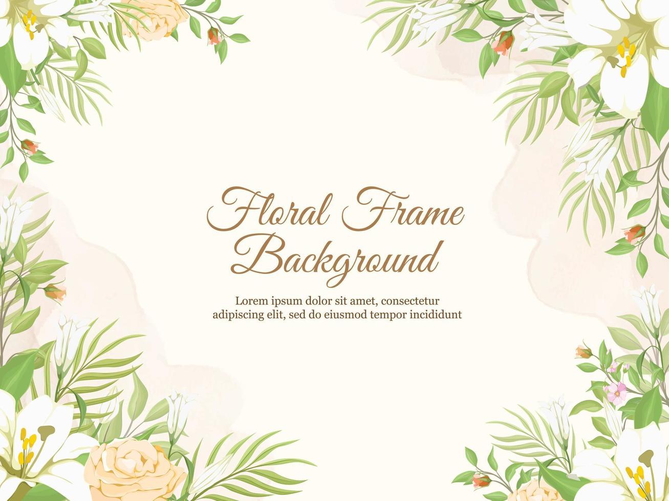 hermoso fondo de banner de boda con flores de lirio vector