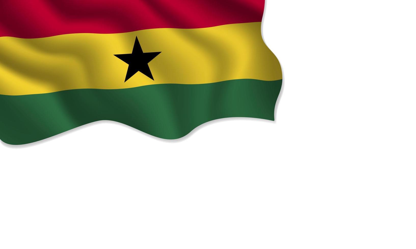 Ghana flag waving illustration with copy space on isolated background vector