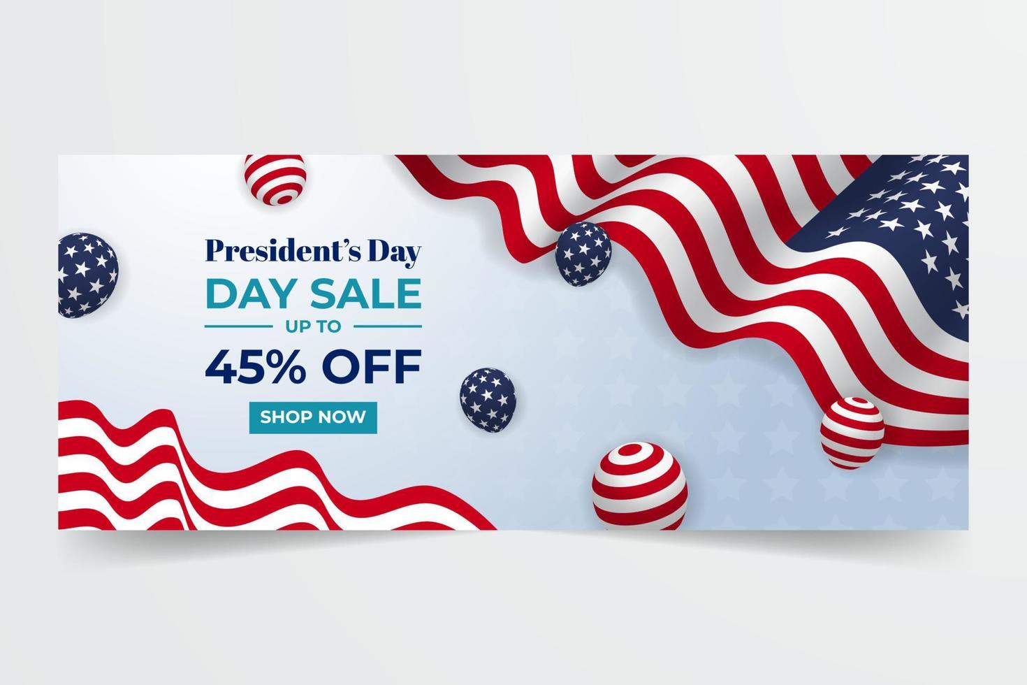 Happy USA Presidents Day February 21st waving flag illustration banner on decorative background design vector