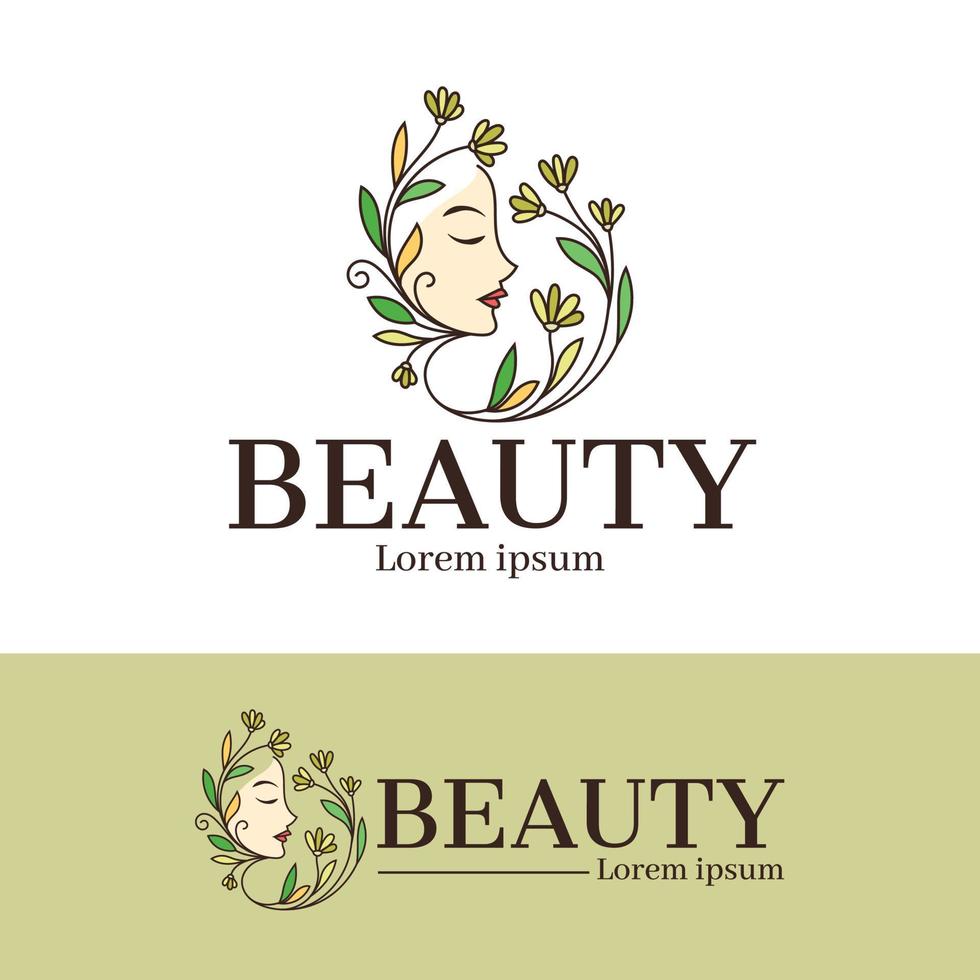 plantilla de diseño de logotipo natural de mujer hermosa vector