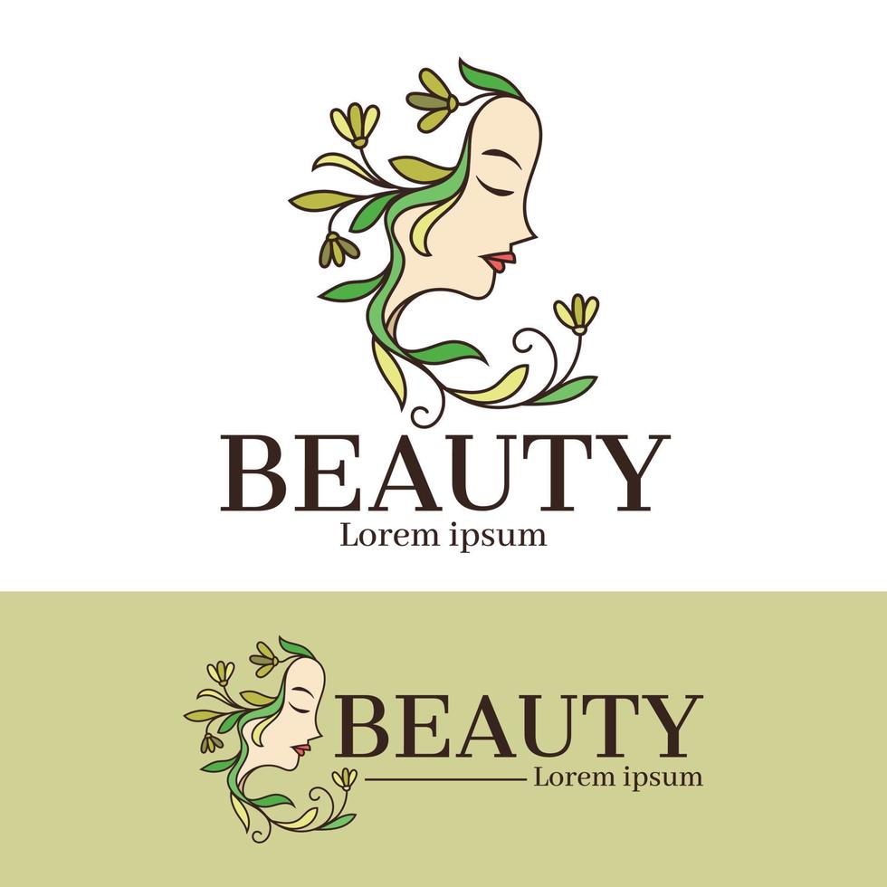 Beautiful woman natural logo design template vector