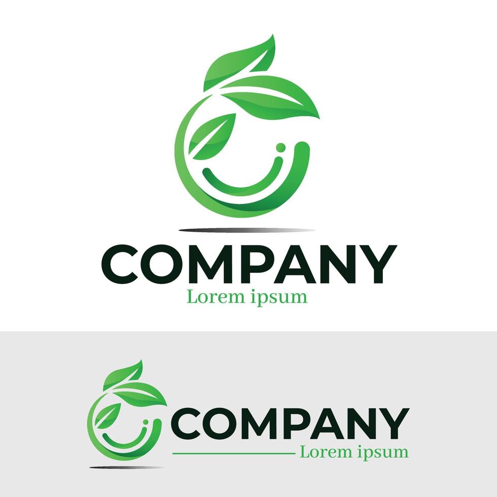 Natural green leaves logo design template vector