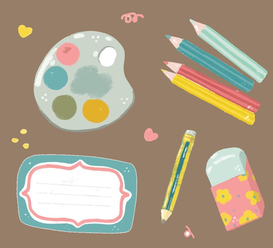 Hand Drawn cute Stationeryfor student and artist vector