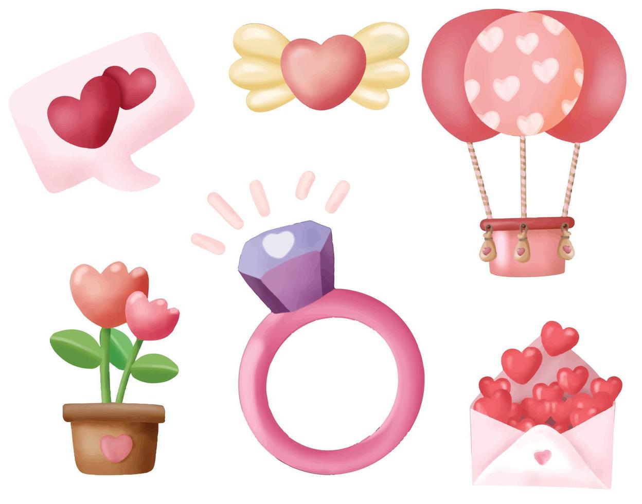 Hand-drawn pink valentine day cute thing vector