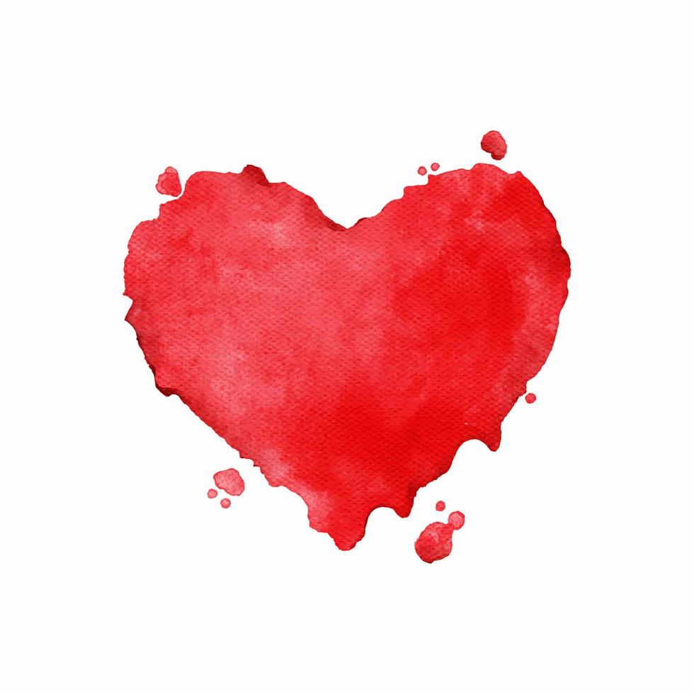 Watercolor painting liquid heart shape, Valentine element card. Vector