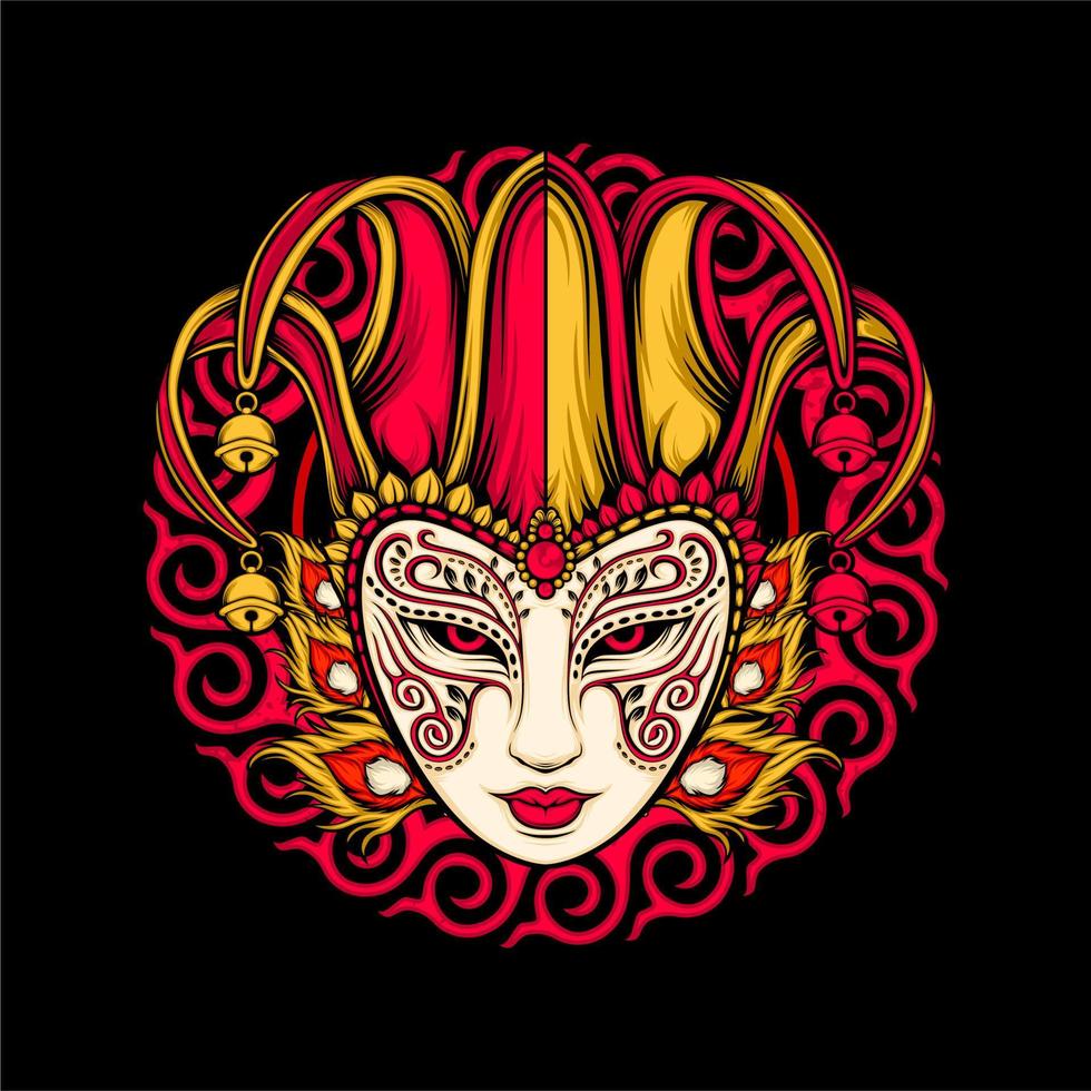 female jester head illustration vector
