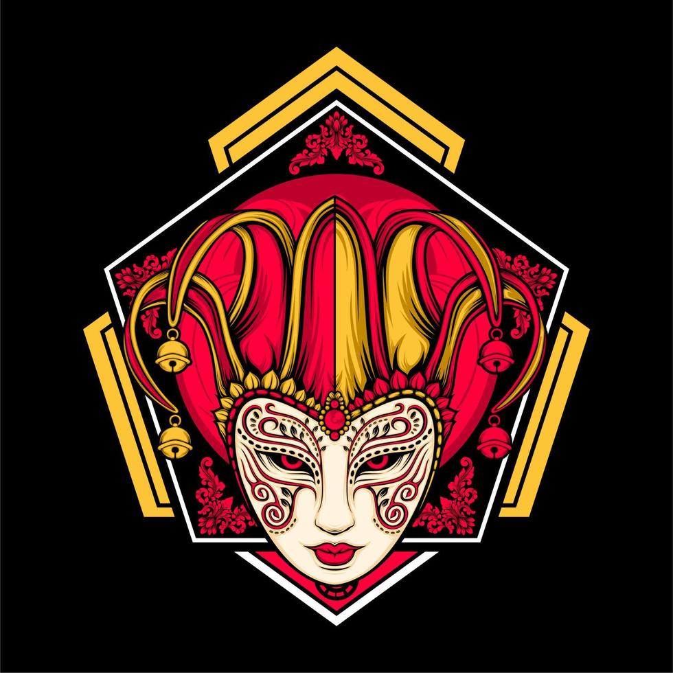 female jester head illustration vector