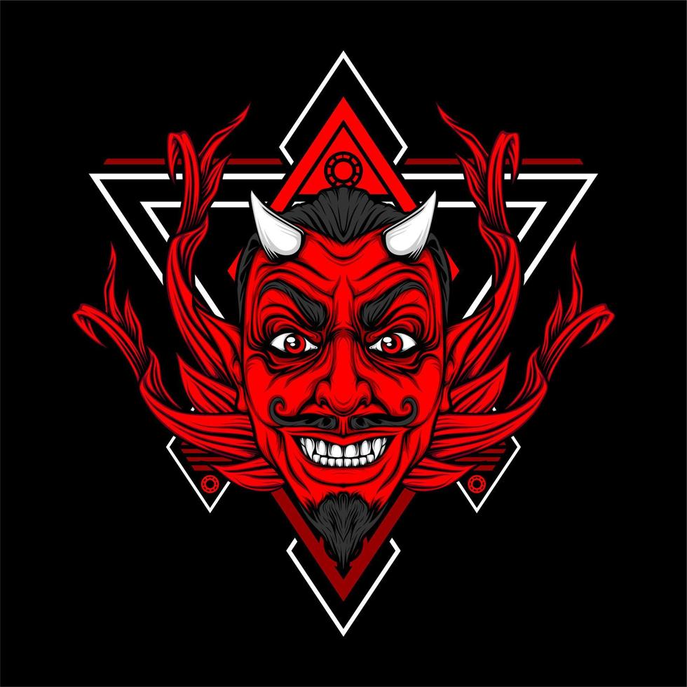 miling devil face with awesome background vector