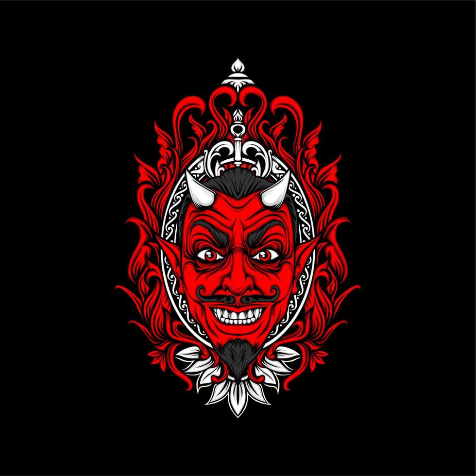 miling devil face with awesome background vector