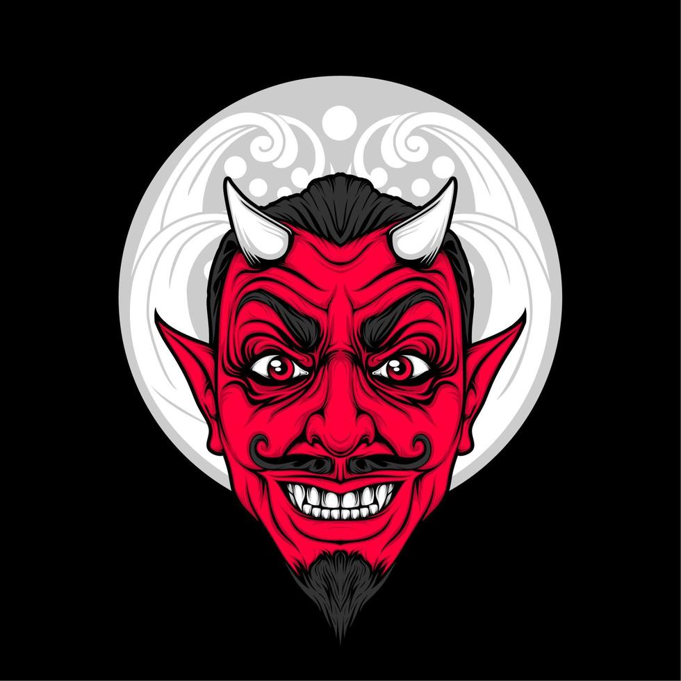 miling devil face with awesome background vector