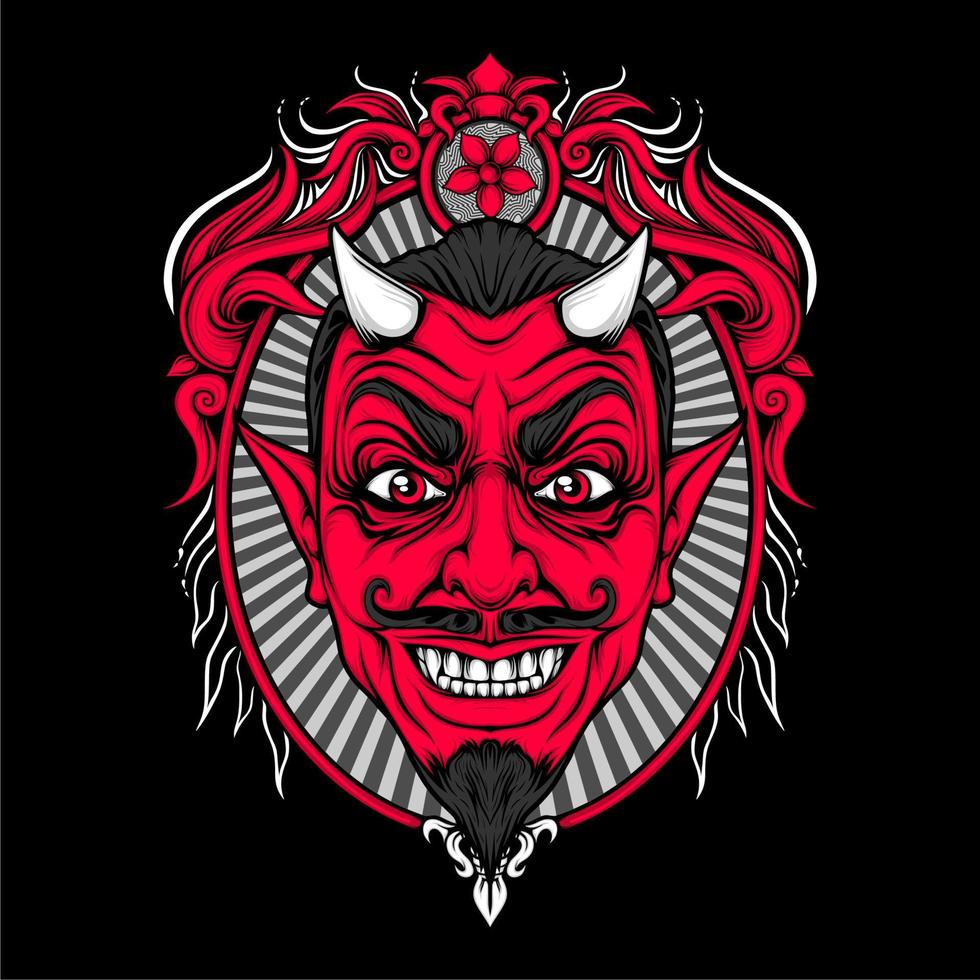 miling devil face with awesome background vector