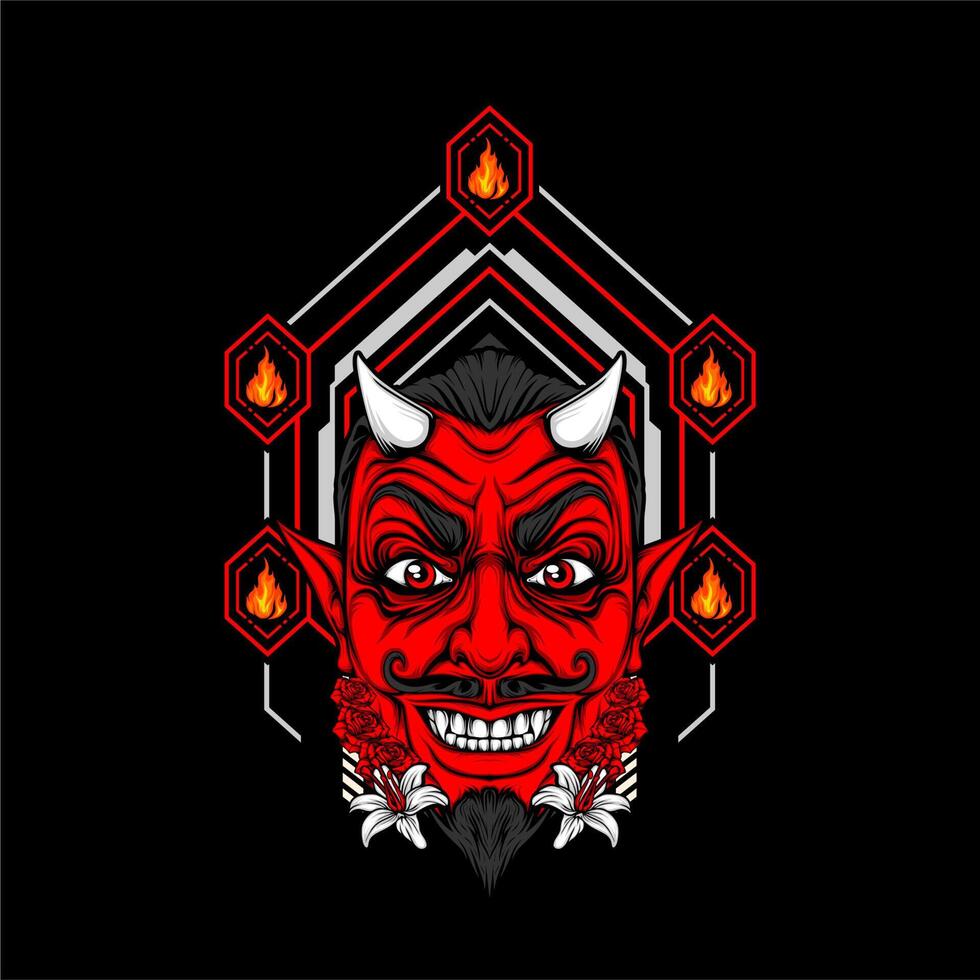 miling devil face with awesome background vector