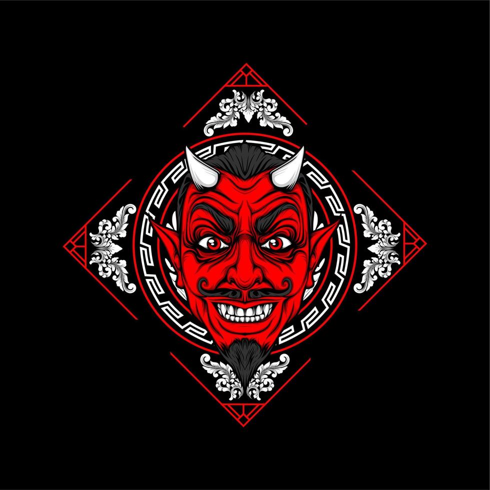 miling devil face with awesome background vector