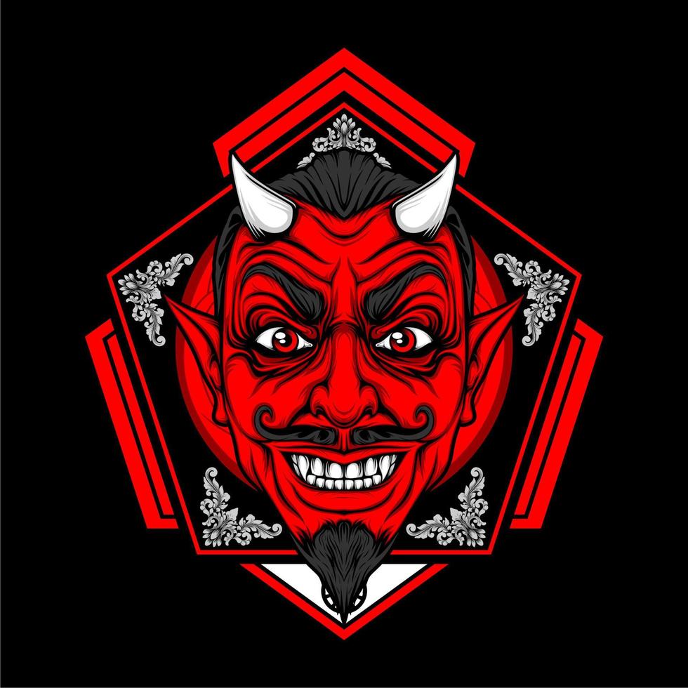 miling devil face with awesome background vector