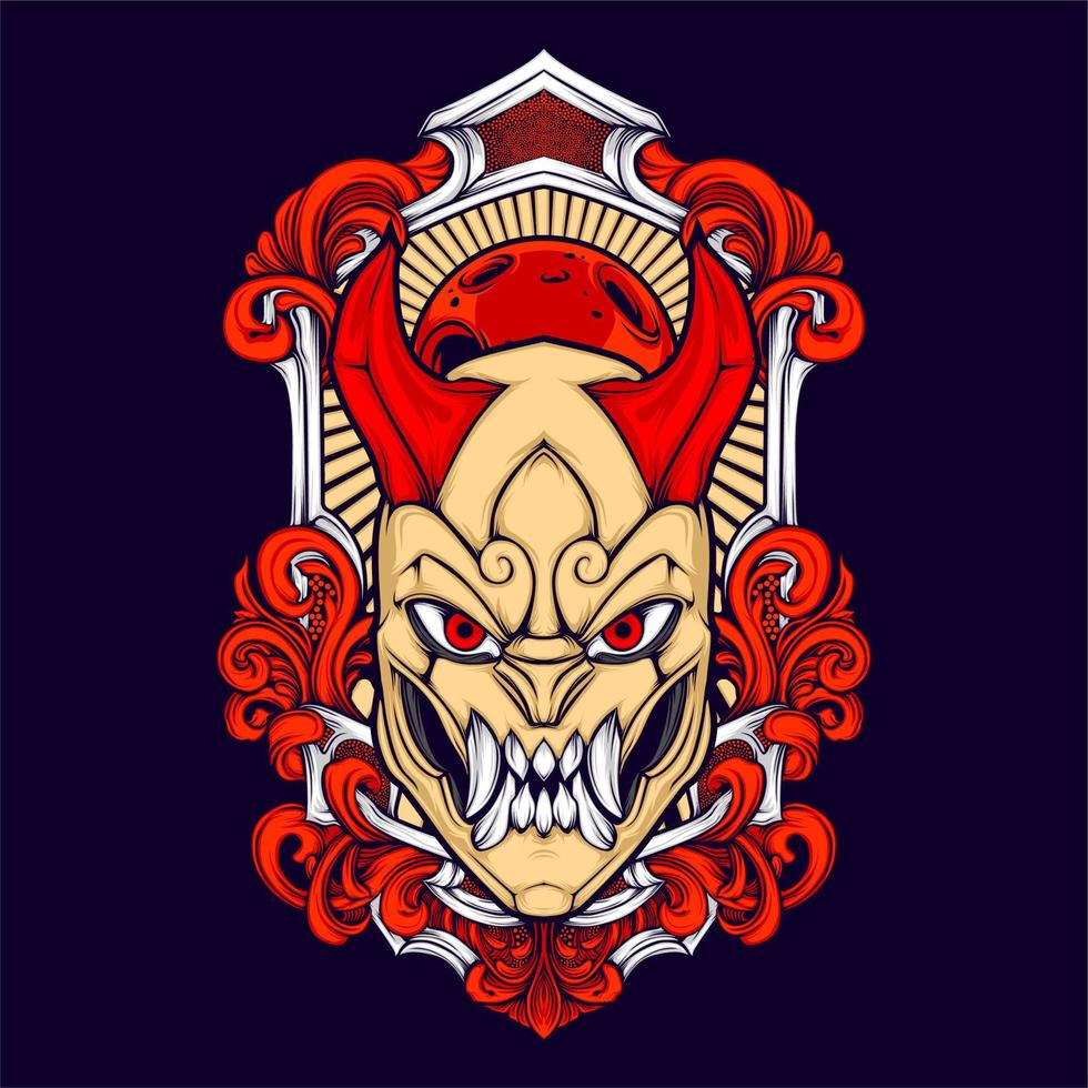eastern monster head vector