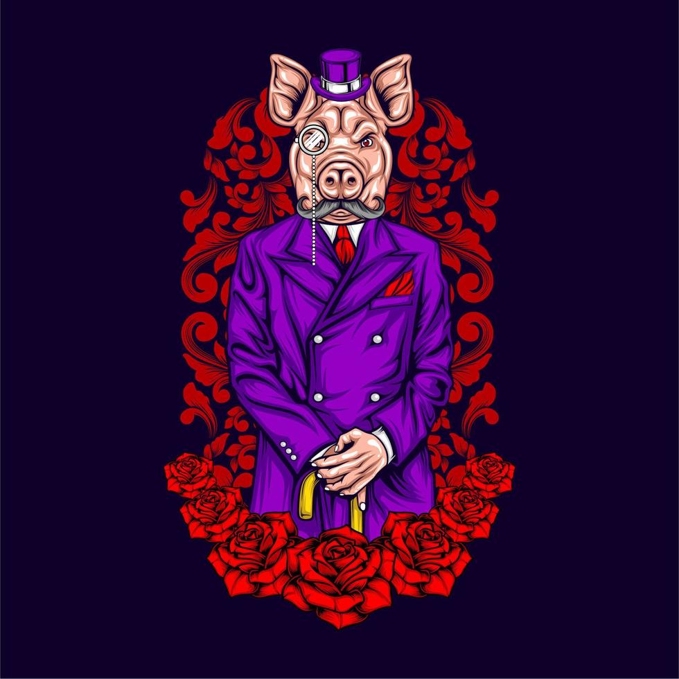 pig head man vector