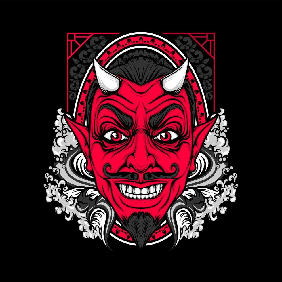 miling devil face with awesome background vector