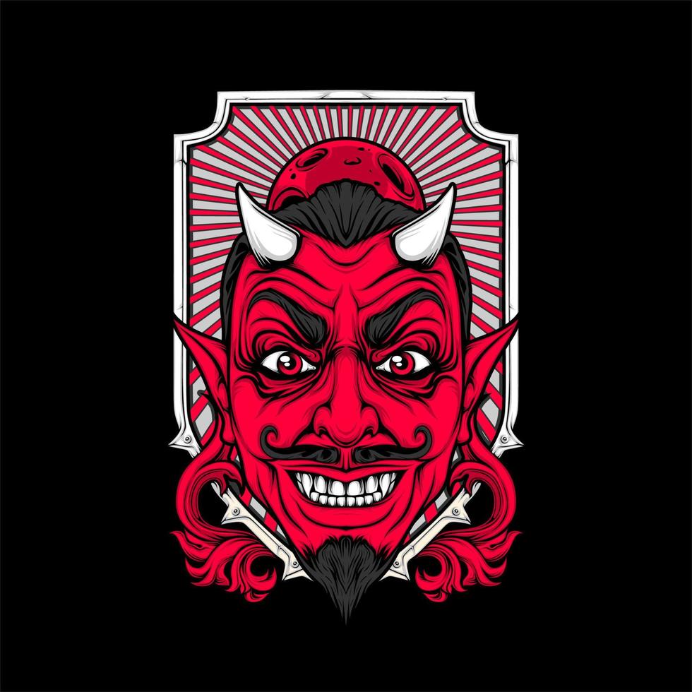 miling devil face with awesome background vector