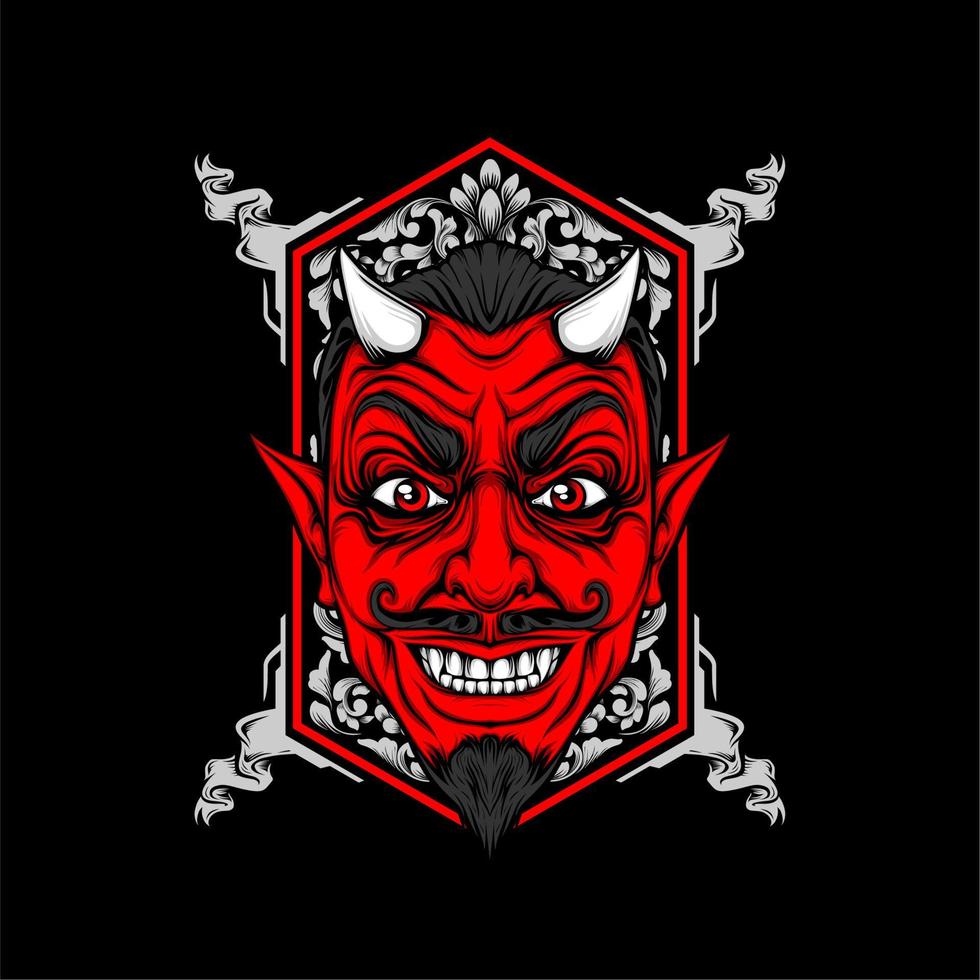 miling devil face with awesome background vector