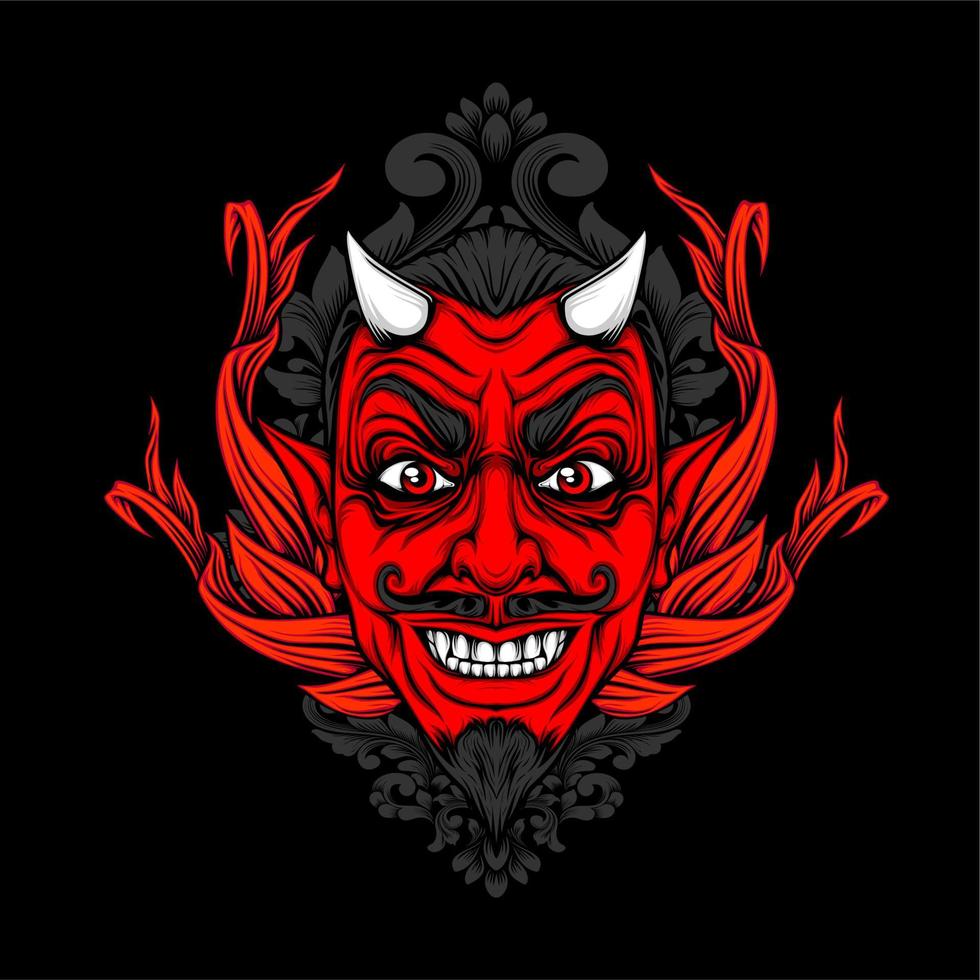 miling devil face with awesome background vector