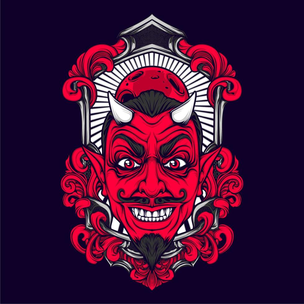 miling devil face with awesome background vector