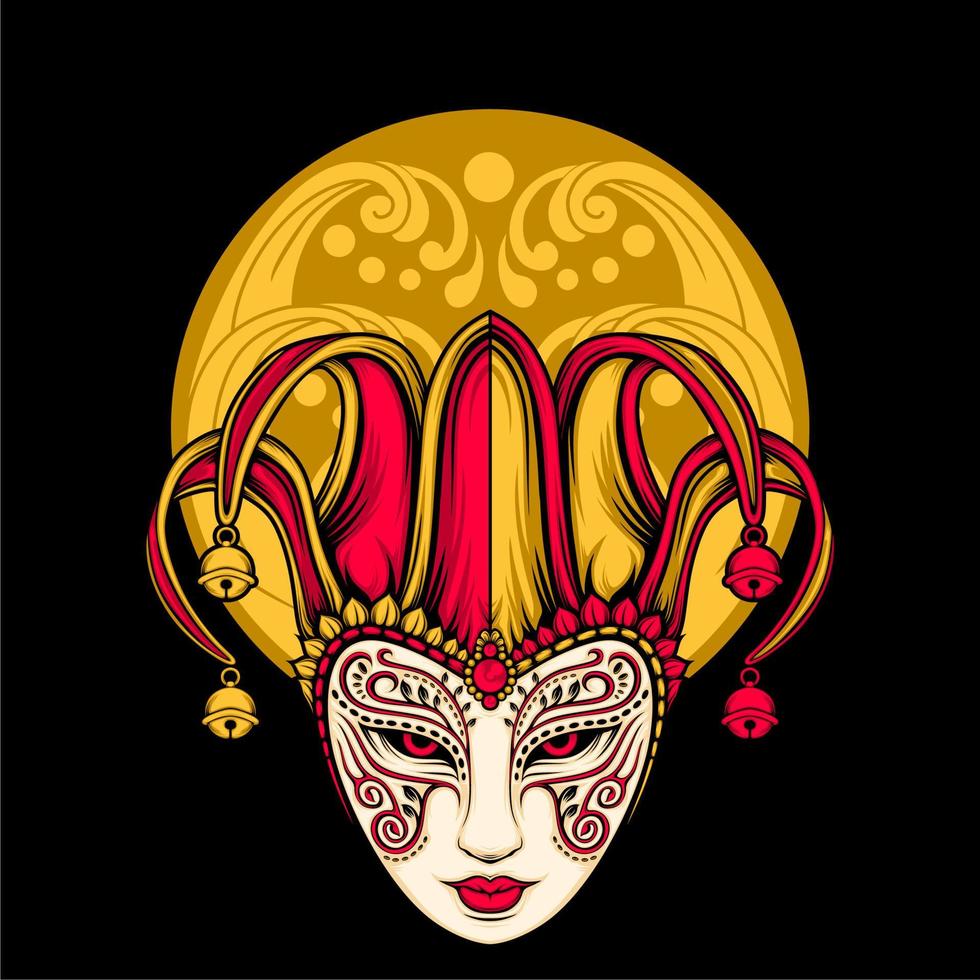 female jester head illustration vector
