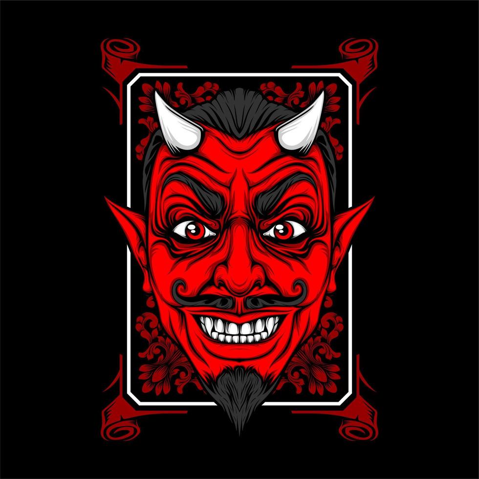 miling devil face with awesome background vector