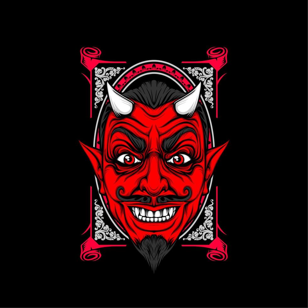 miling devil face with awesome background vector