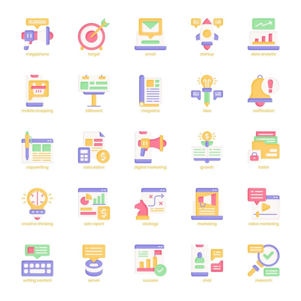 Business Marketing icon pack for your website design, logo, app, UI. Business Marketing icon flat design. Vector graphics illustration and editable stroke.