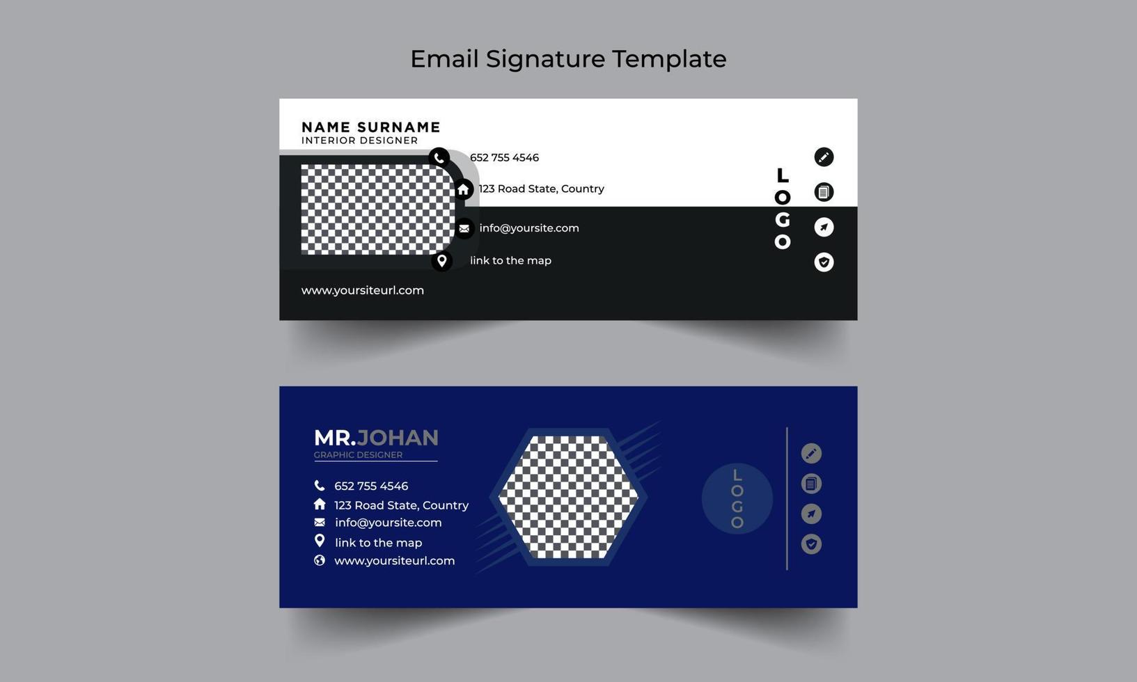 Email signature template or email footer and personal social media cover design . Email signature design and professional facebook banner template. vector