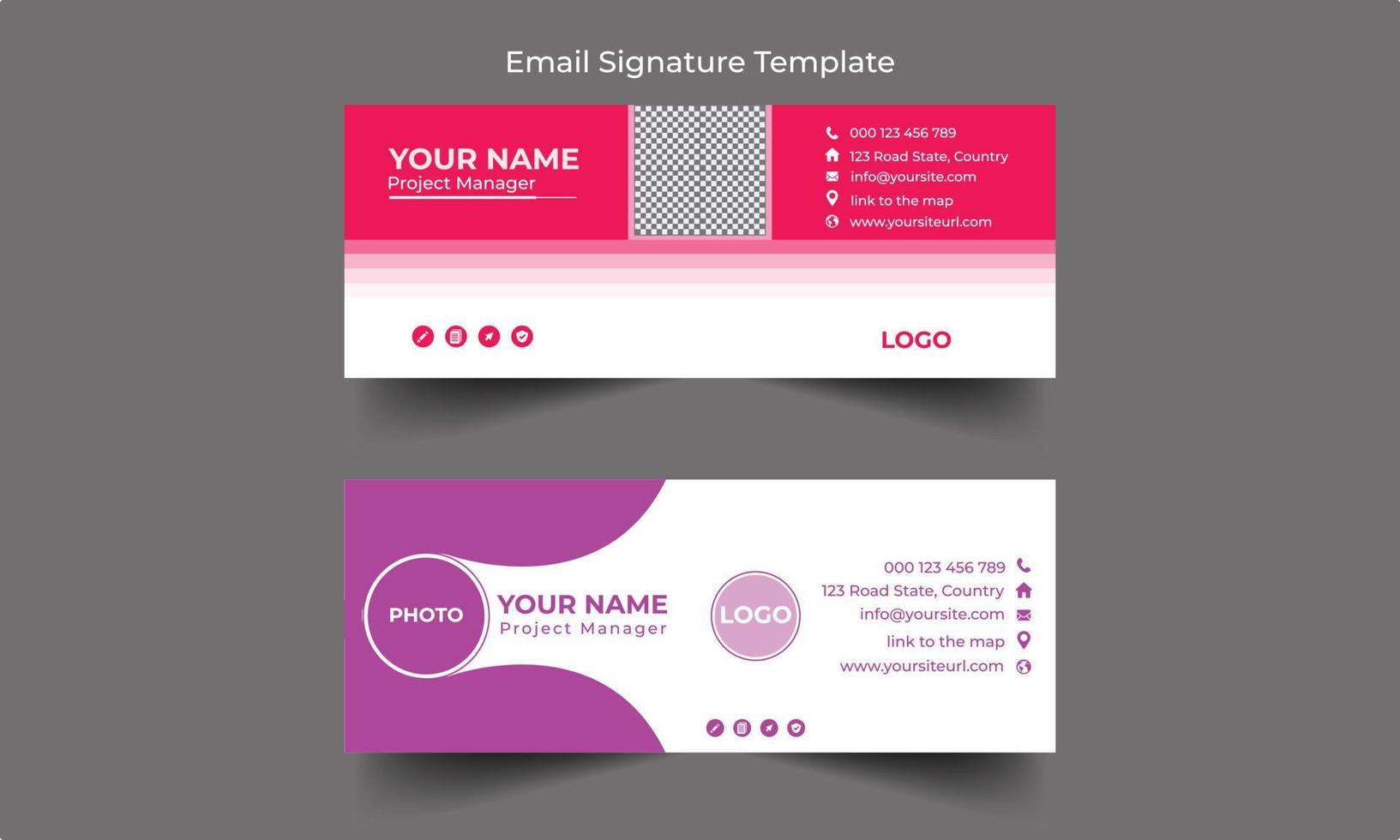 Email signature template or email footer and personal social media cover design . Email signature design and professional facebook banner template. vector