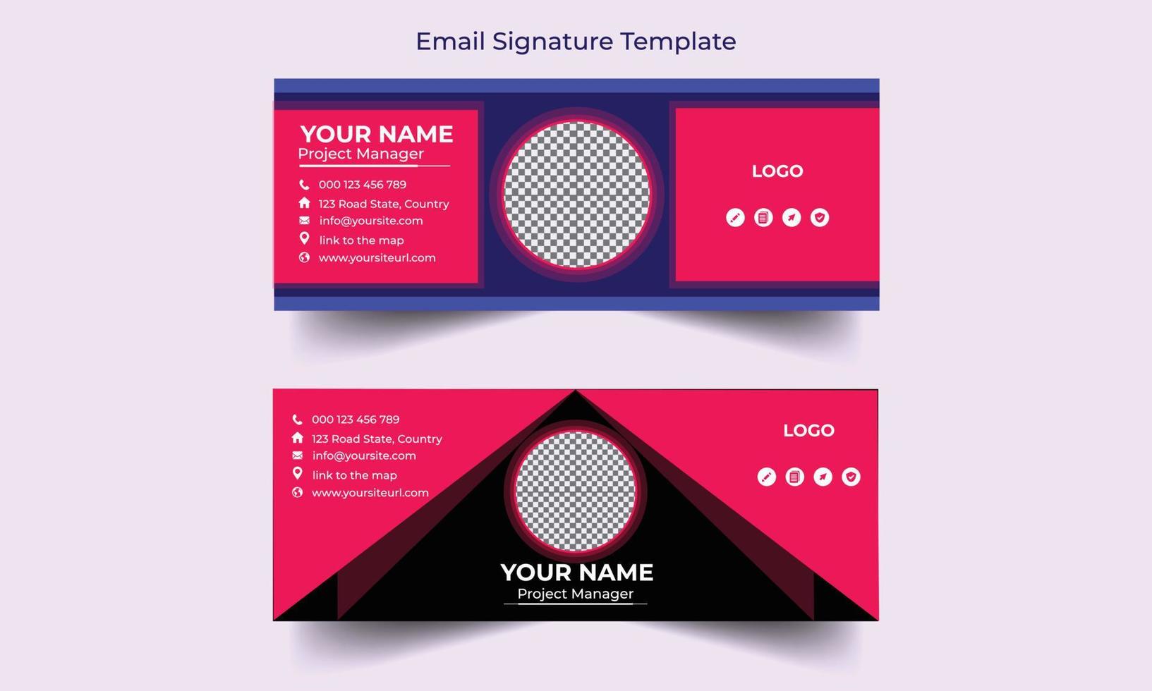 Email signature template or email footer and personal social media cover design . Email signature design and professional facebook banner template. vector