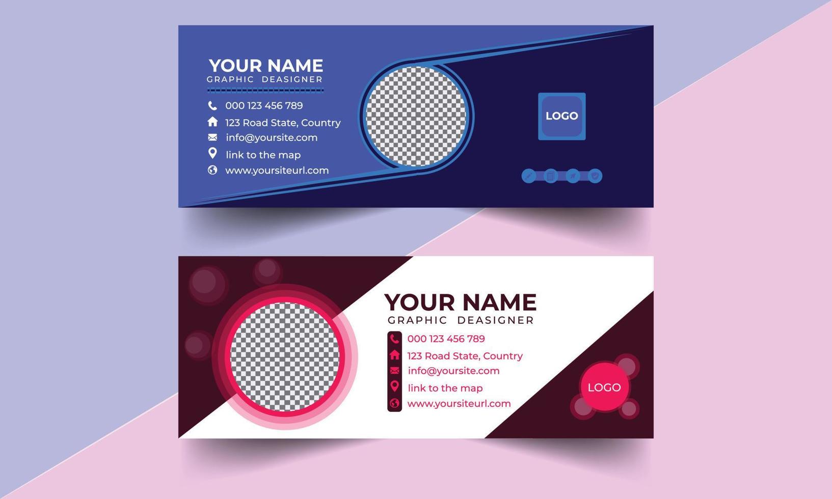 Email signature template or email footer and personal social media cover design . Email signature design and professional facebook banner template. vector