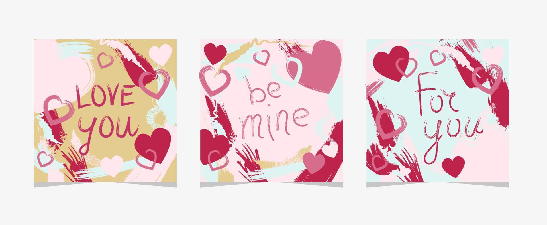 tarjeta del día de san valentín. amarte, ser mío, para ti. plantilla de promoción y compras o fondo para el concepto de amor y día de san valentín. ilustración vectorial eps 10 vector