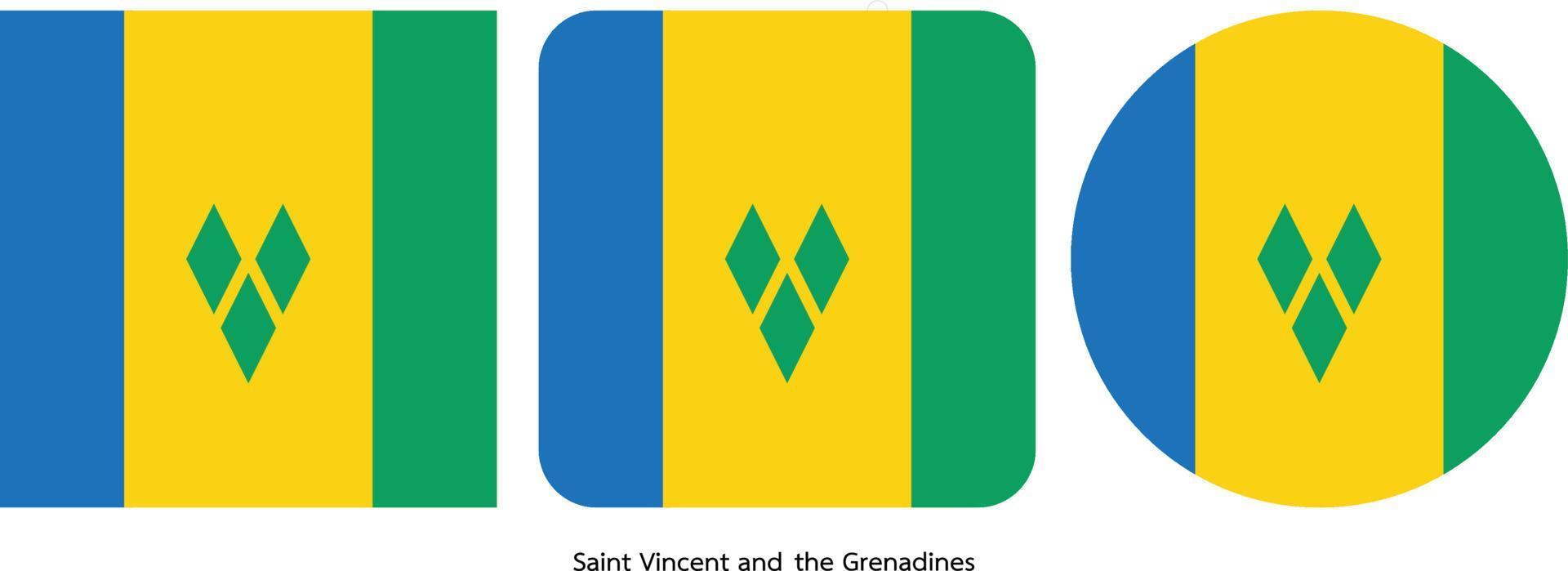 Saint vincent and grenadines flag, vector illustration