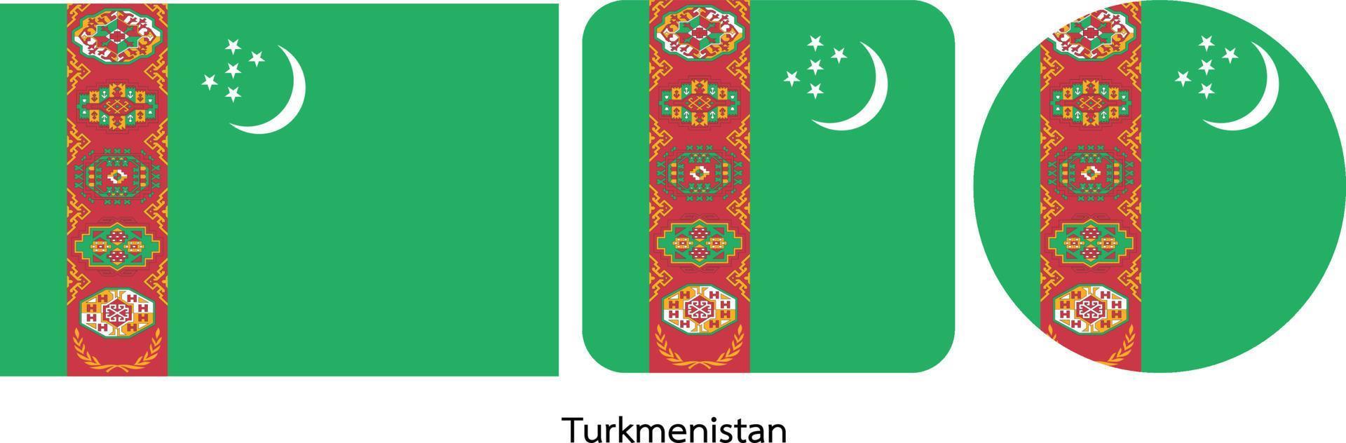 Turkmenistan flag, vector illustration