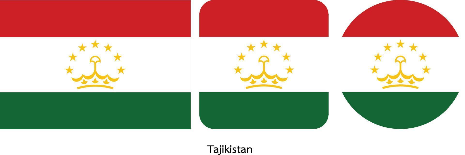 bandera de tayikistán, ilustración vectorial vector