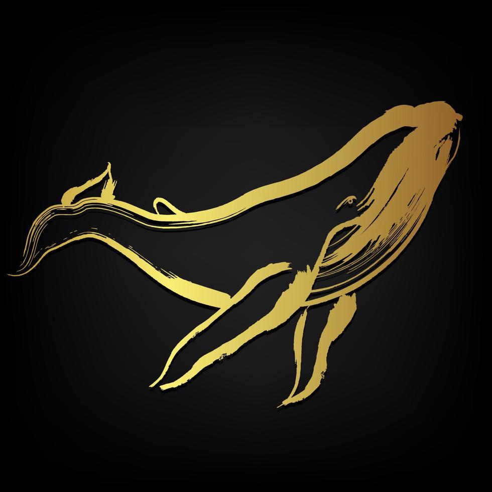 Humpback whale Brush stroke painting over black background vector