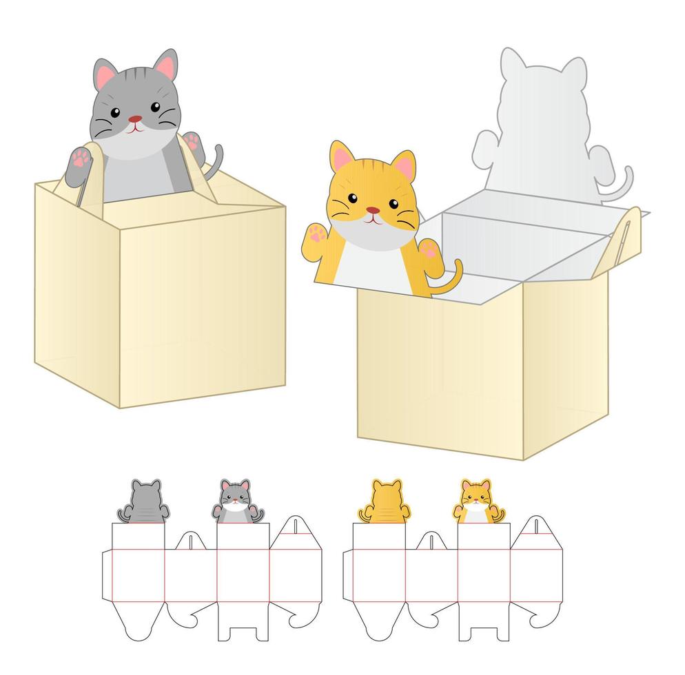 Box packaging die cut template design. 3d mock-up vector