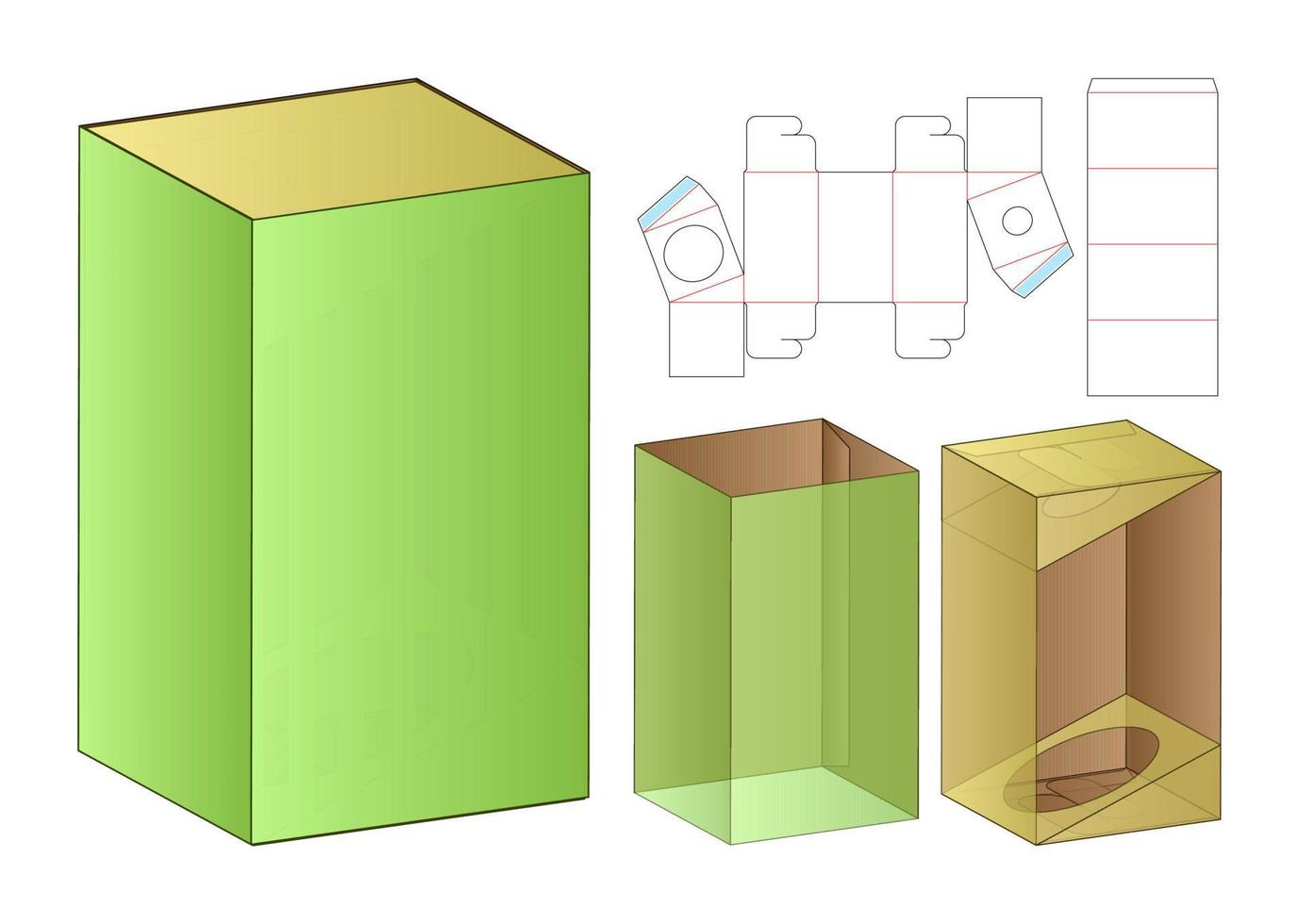 diseño de plantilla troquelada de embalaje de caja. Maqueta 3d vector